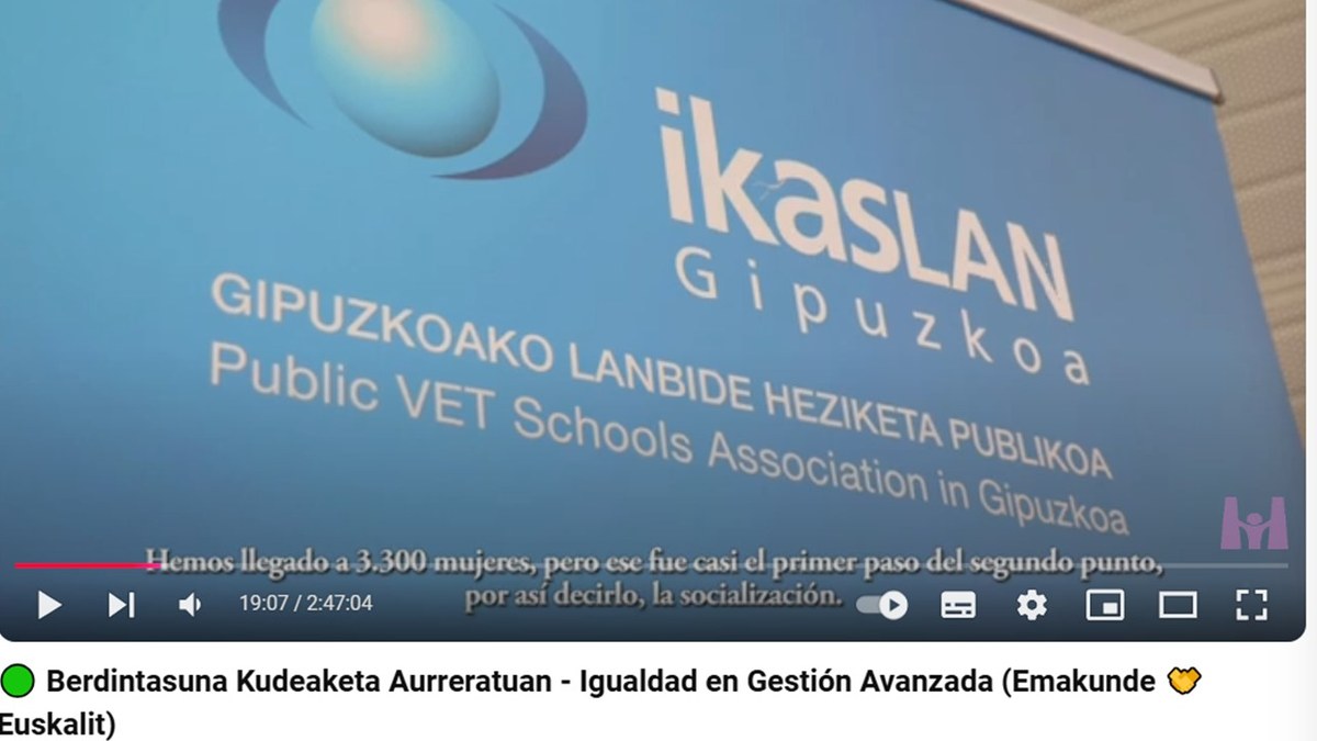 Emakundek eta Euskalitek Ikaslan Gipuzkoa aurkeratu dute erreferente gisa